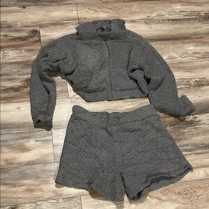 Cozy Gray Sherpa Zip-Up Jacket